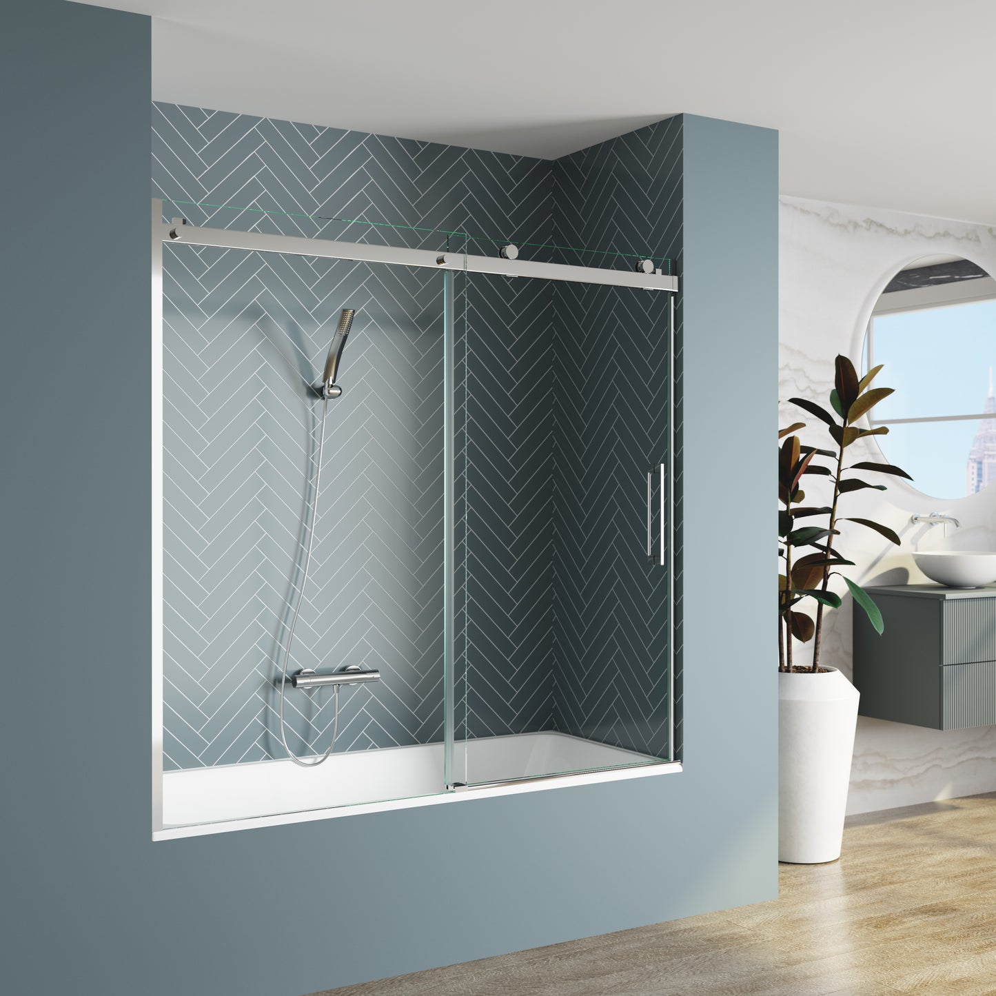 Shower Door F2 BALI 8 Chrome Bathtub